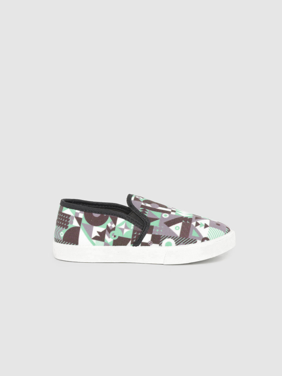 

YK Boys Coffee Brown & Grey Geometric Print Slip-On Sneakers