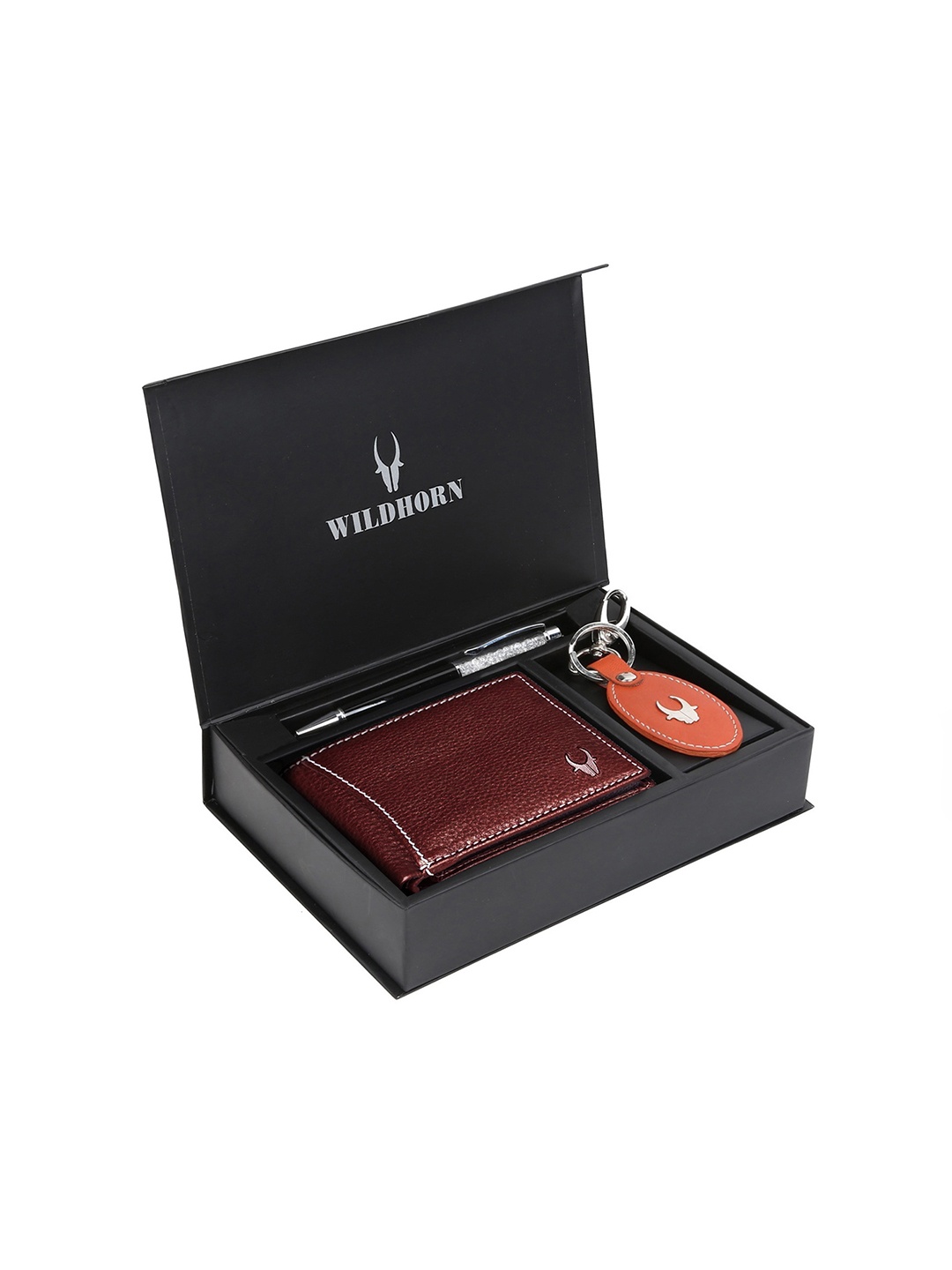 

WildHorn Men RFID Protected Genuine Leather Accessory Gift Set, Brown
