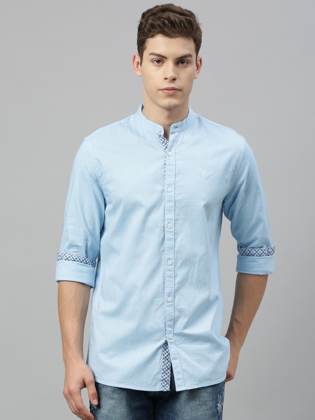

French Connection Men Blue Slim Fit Solid Casual Shirt