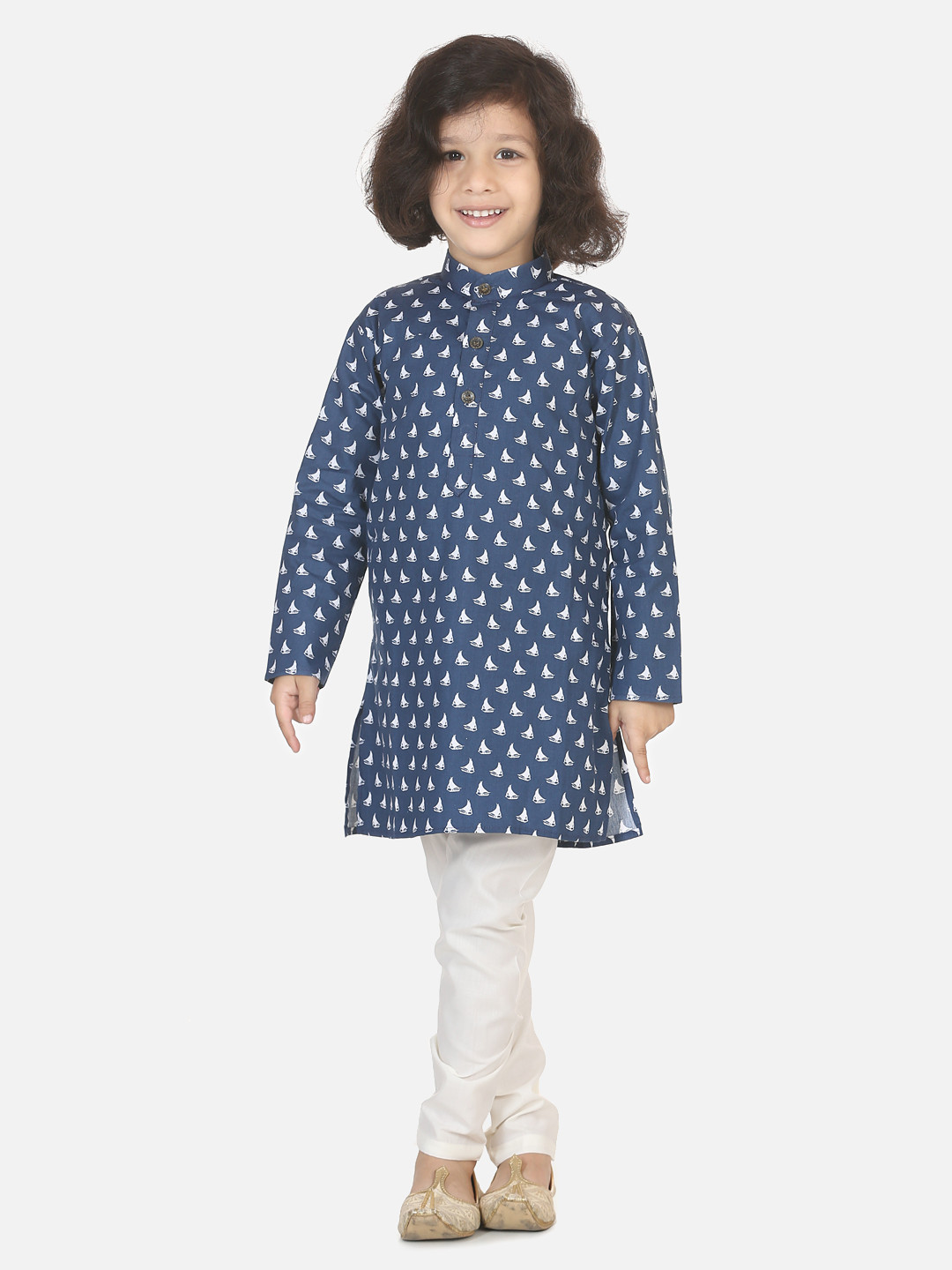

LilPicks Boys Blue & Cream-Coloured Printed Kurta with Pyjamas