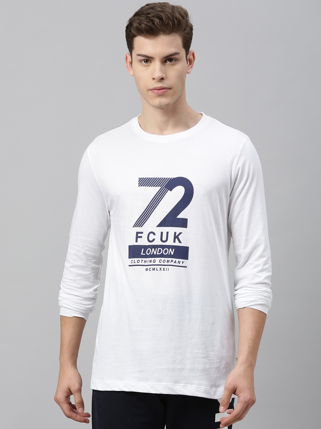 

French Connection Men White Printed Round Neck T-shirt