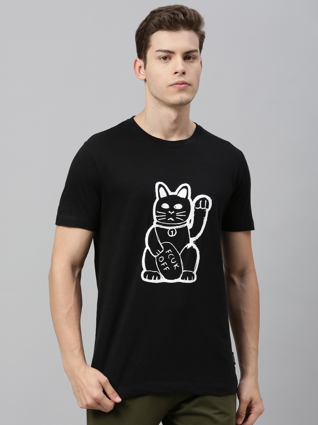 

French Connection Men Black Printed Round Neck T-shirt