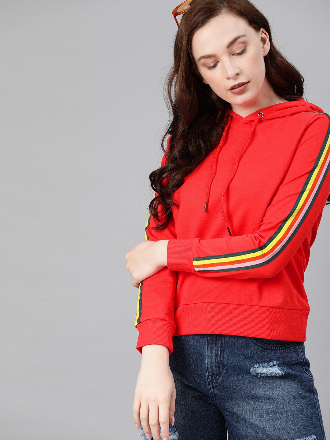 

ONLY Women Red Solid Sweatshirt