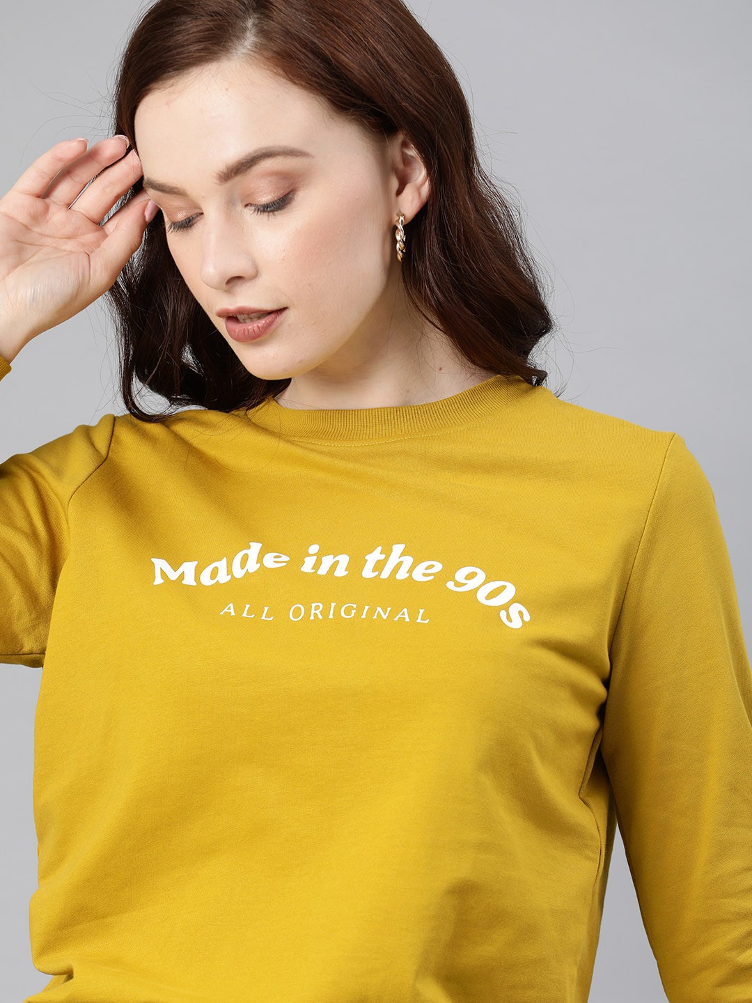 

ONLY Women Mustard & White Printed Sweatshirt