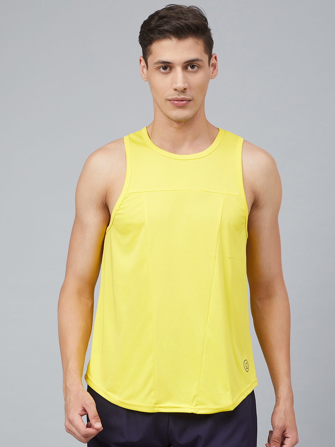 

Chkokko Men Yellow Solid Dry Fit Round Neck Training Tank T-shirt