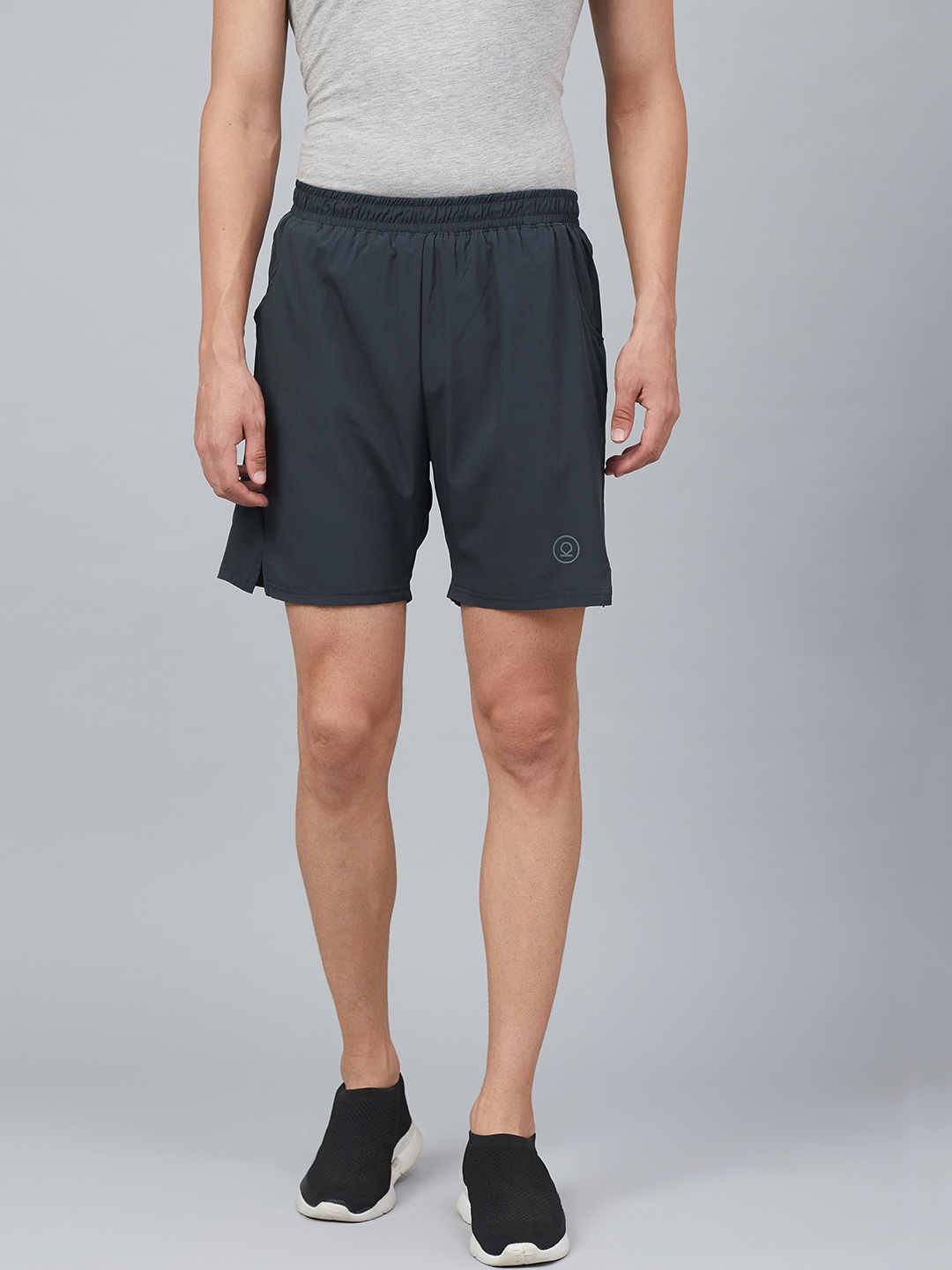 

CHKOKKO Men Charcoal Grey Solid Running Shorts