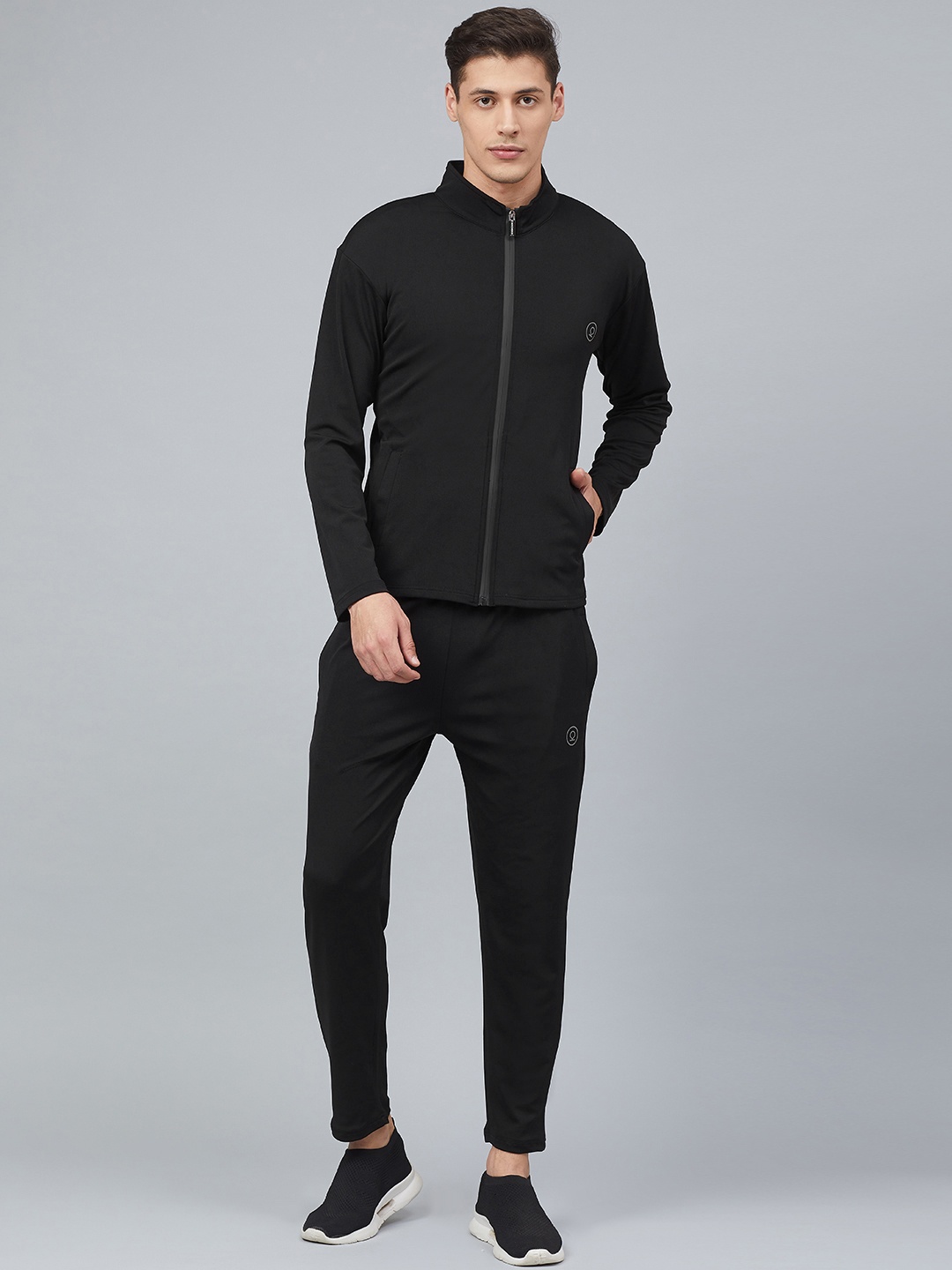 

CHKOKKO Men Black Solid Gym Track Suit