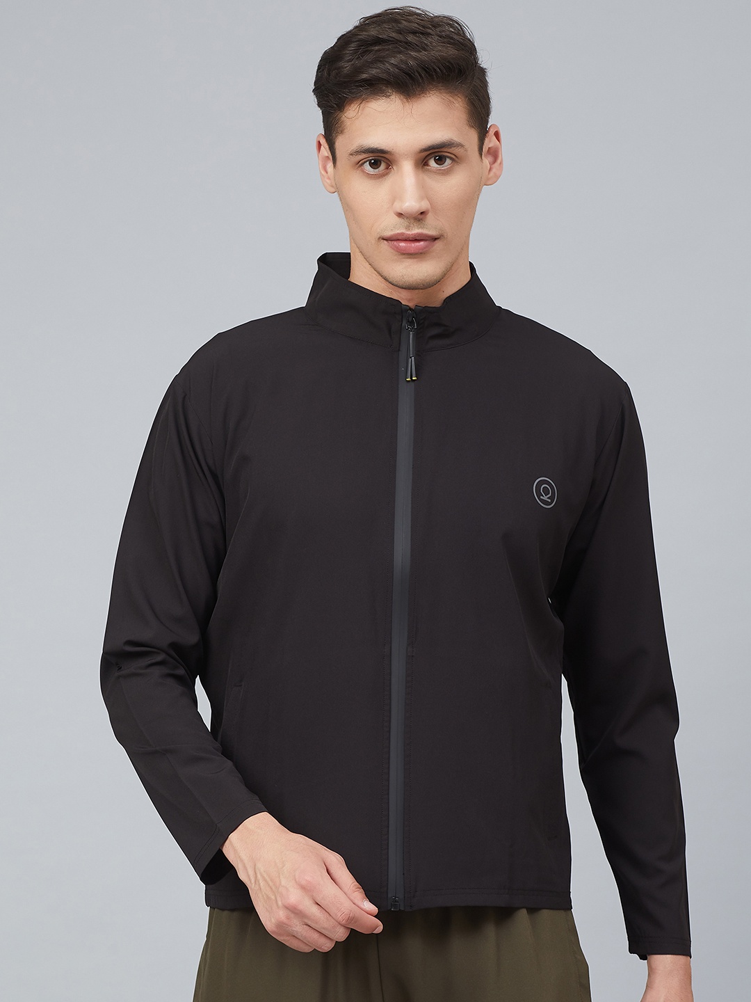 

Chkokko Men Black Solid Running Sporty Jacket