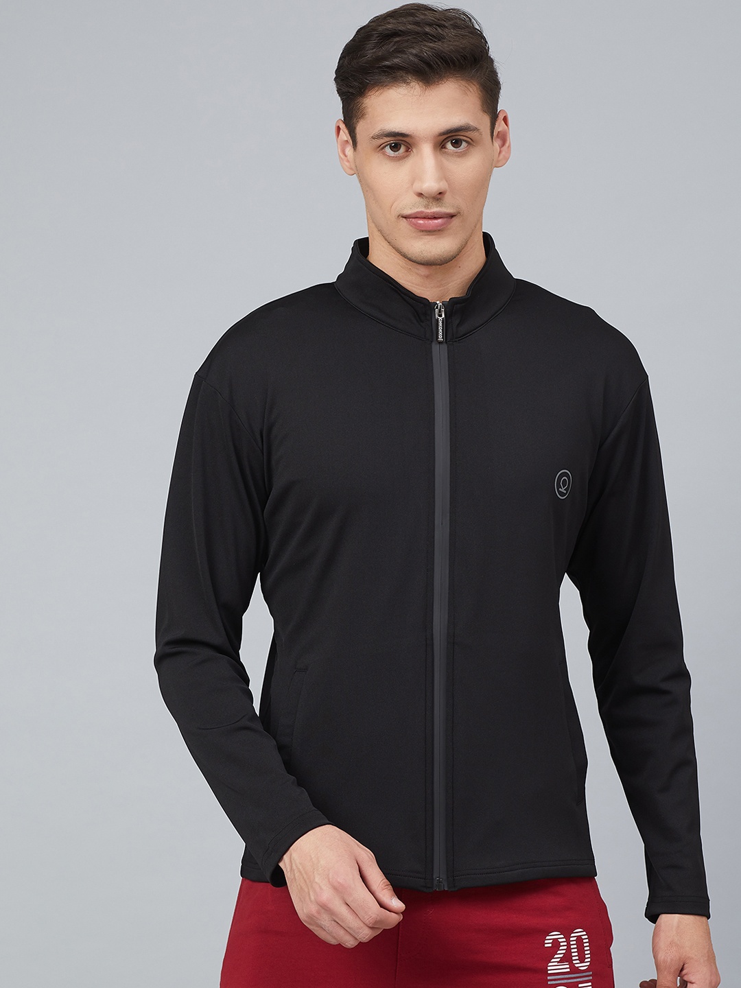 

Chkokko Men Black Solid Running Sporty Jacket