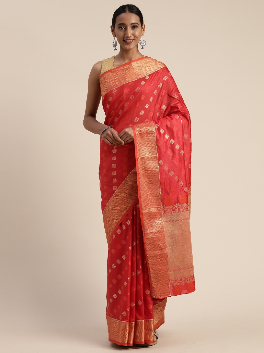 

Mitera Red Poly Silk Woven Design Paithani Saree