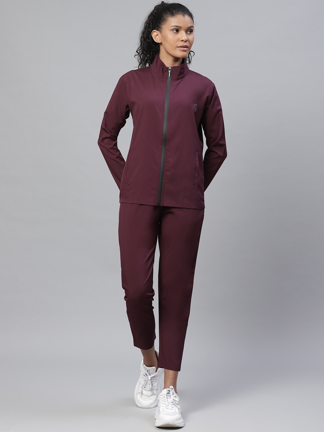 

Chkokko Women Burgundy Solid Tracksuit