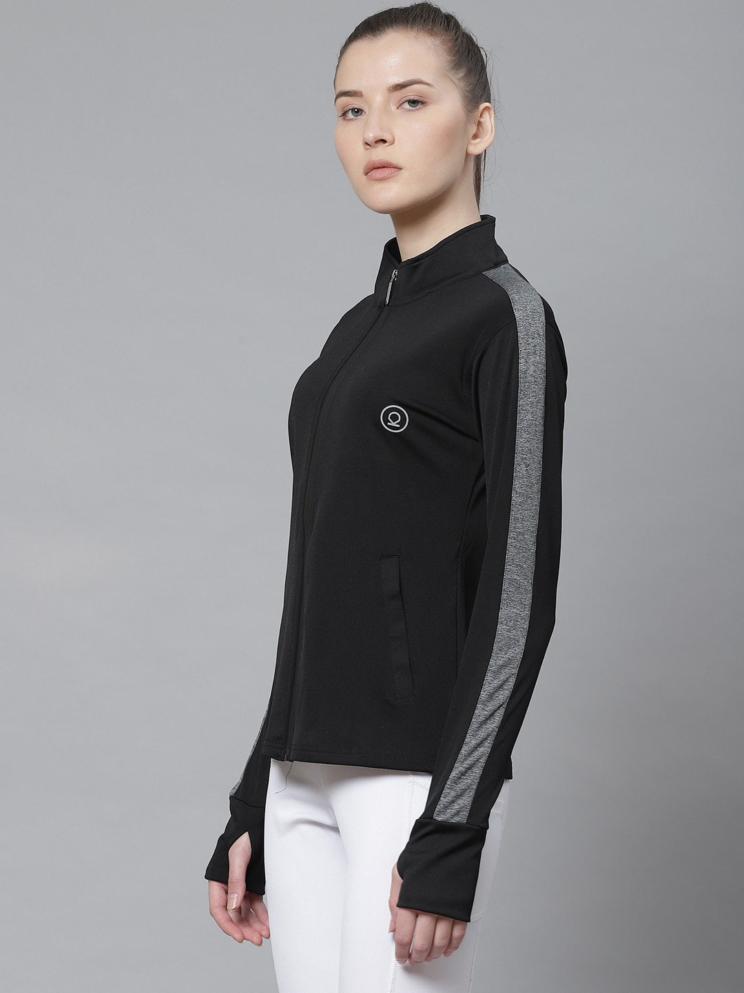 

Chkokko Women Black Solid Dryfit Running Jacket