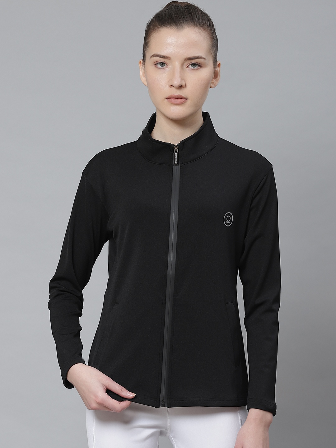 

Chkokko Women Black Solid Running Jacket