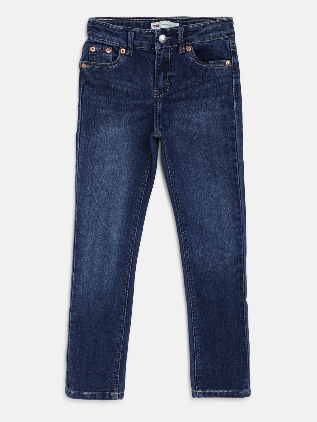 

Levis Girls Navy Blue Girlfriend Fit Mid-Rise Clean Look Stretchable Jeans
