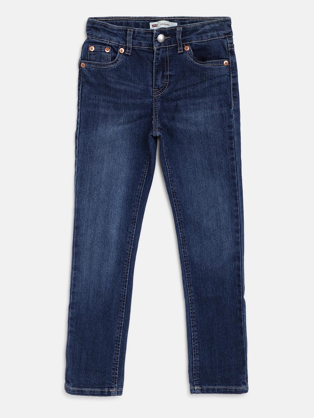 

Levis Girls Navy Blue Girlfriend Fit Mid-Rise Clean Look Stretchable Jeans