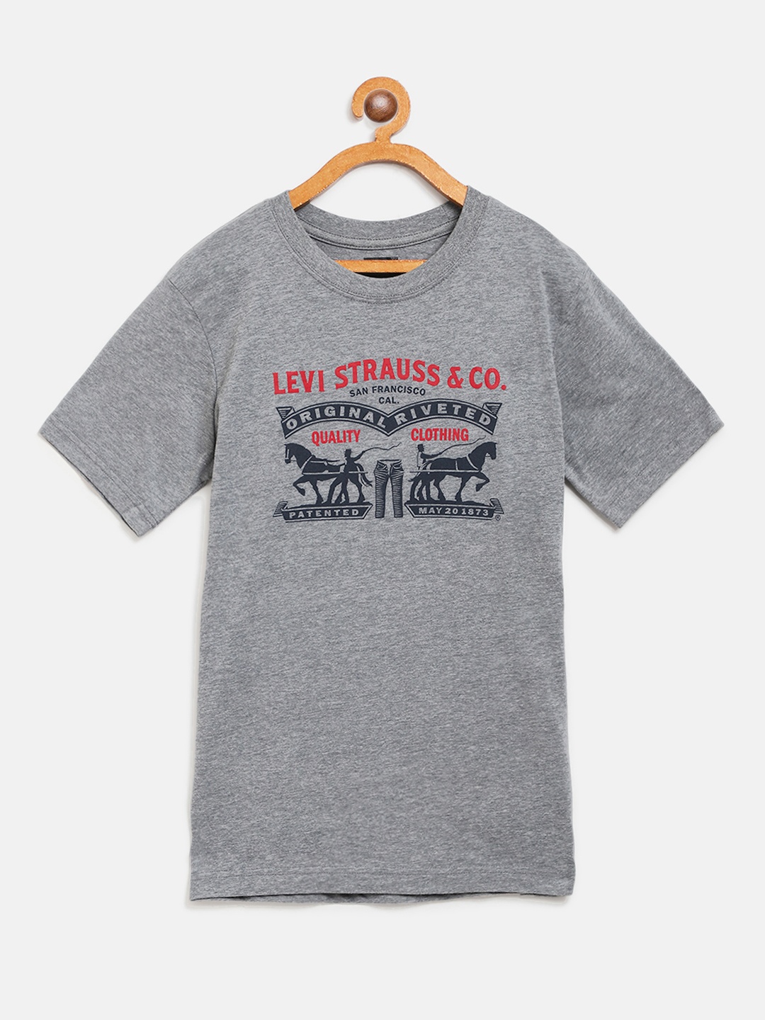 

Levis Boys Grey Melange Brand Logo Print Round Neck T-shirt