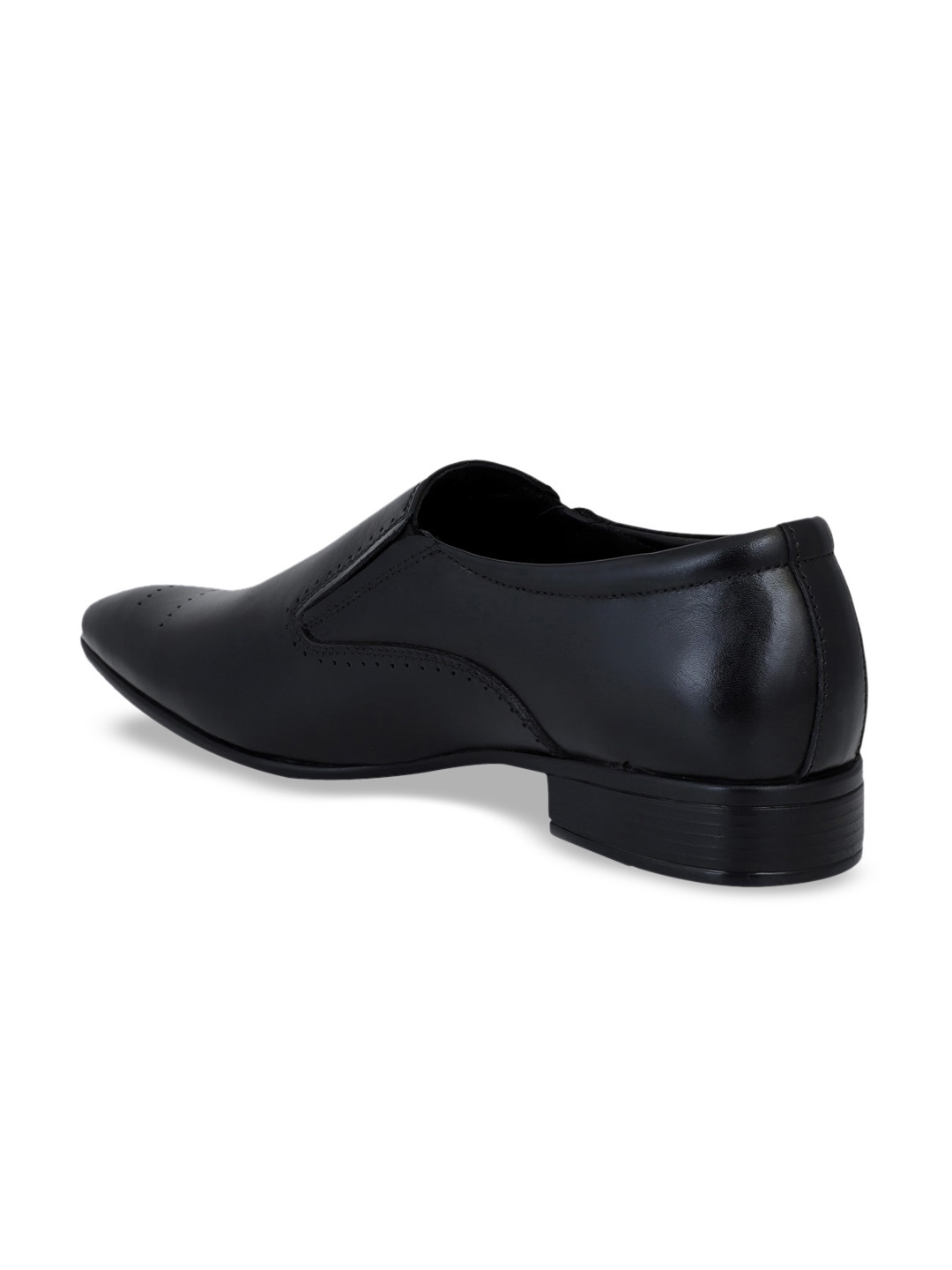 

pelle albero Men Black Solid Leather Formal Slip-Ons