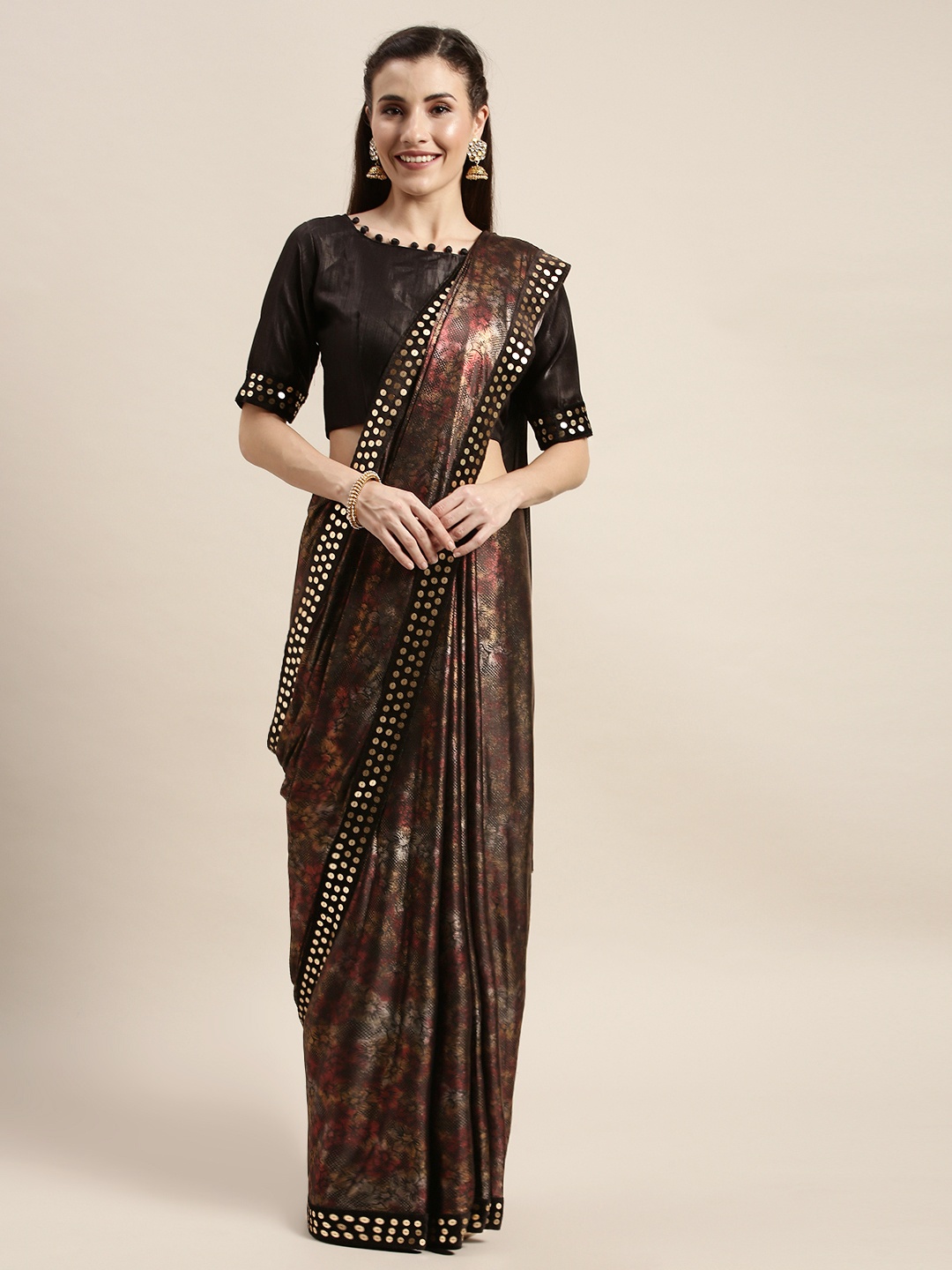 

Amrutam Fab Maroon Printed Silk Blend Saree