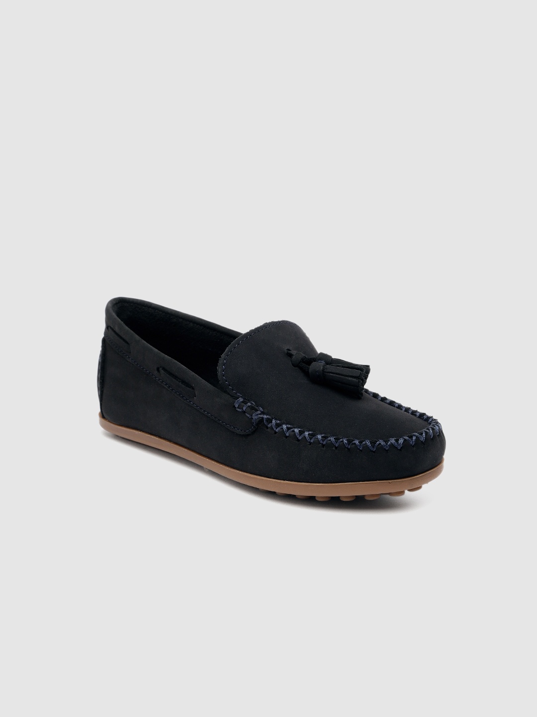 

METRO KIDS COMPANY Girls Navy Blue Solid Nubuck Loafers