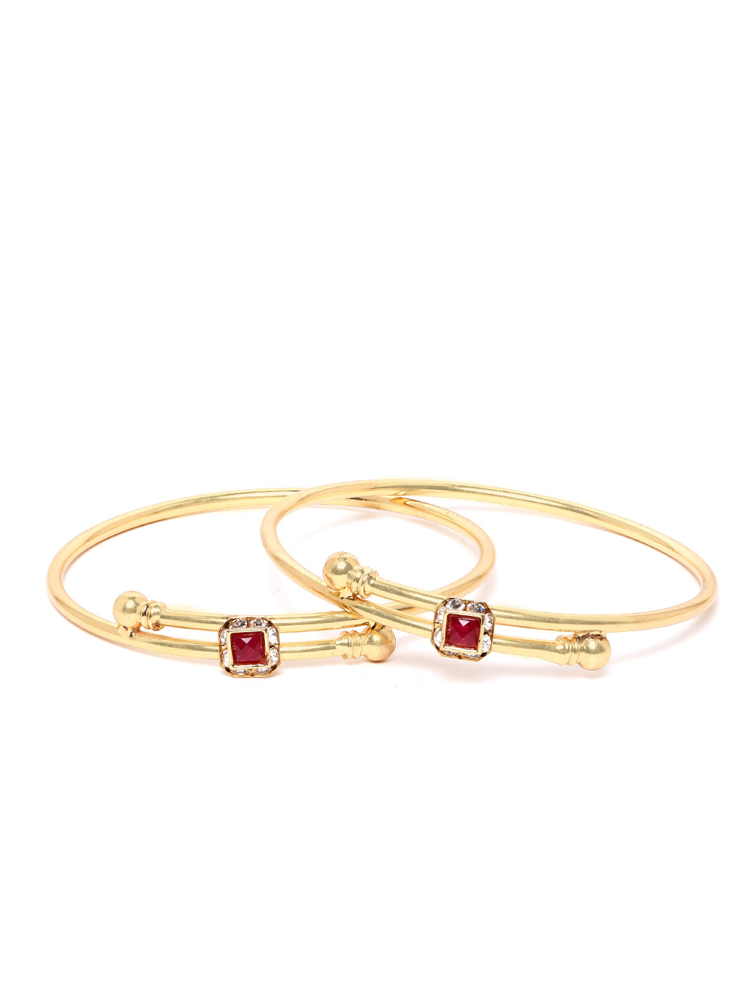 

Priyaasi Set of 2 Maroon Gold -Plated Stone-Studded Handcrafted Bangles