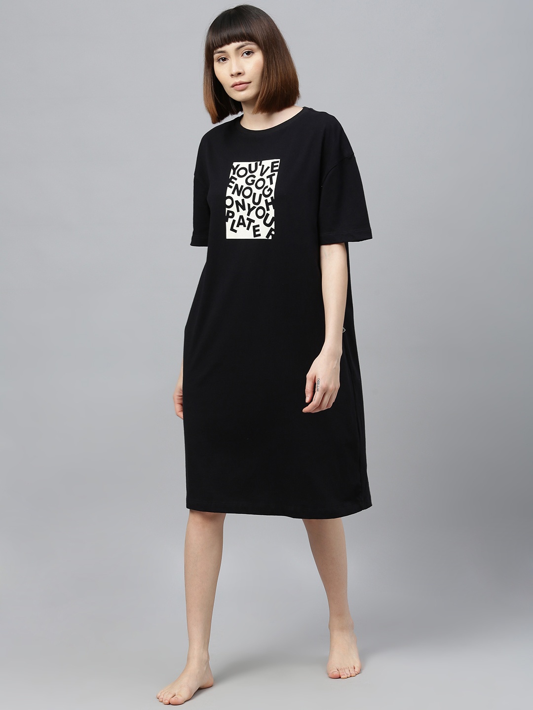 

Chemistry Black Pure Cotton Printed Sleep Shirts