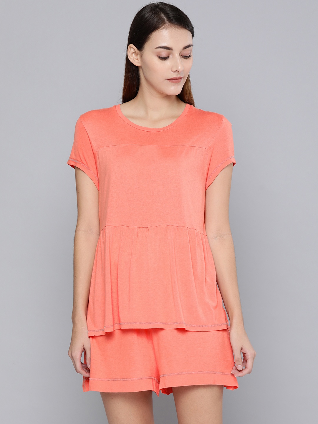 

Chemistry Women Coral Solid Night suit