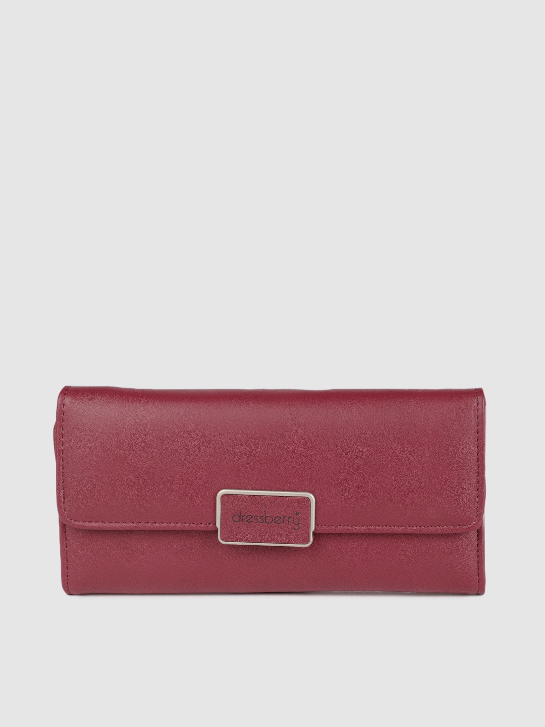 

DressBerry Women Burgundy Solid Two Fold Wallet