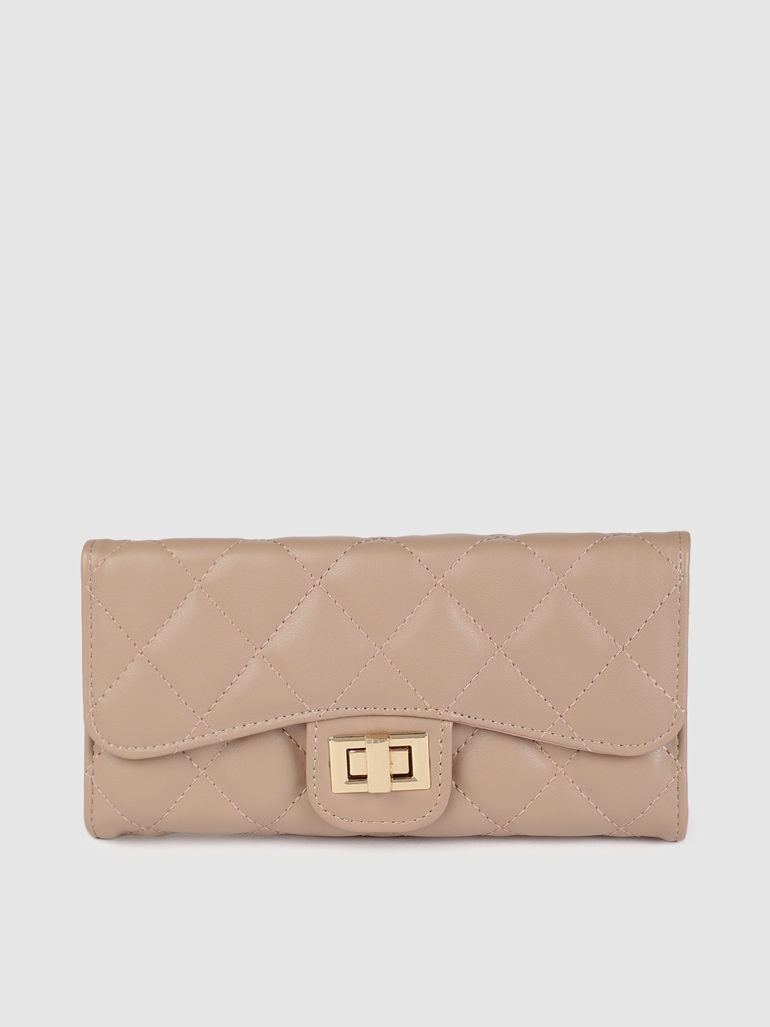

DressBerry Women Beige Solid Quilted Two Fold Wallet