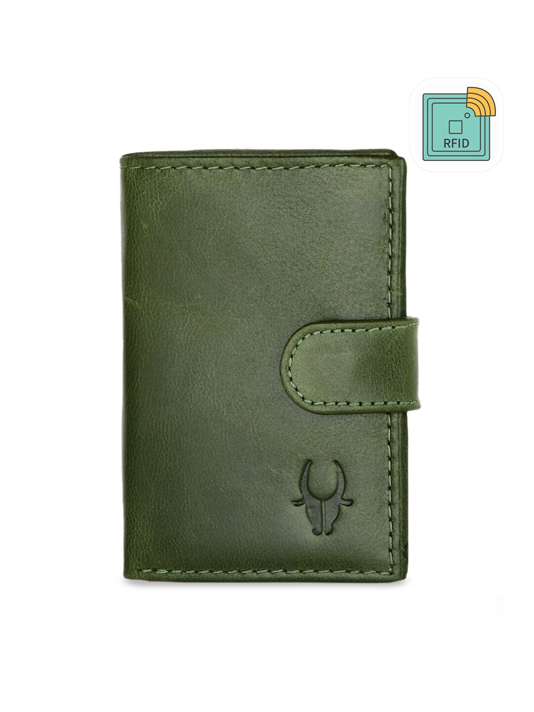 

WildHorn Unisex Olive Green Solid RFID Genuine Leather Card Holder