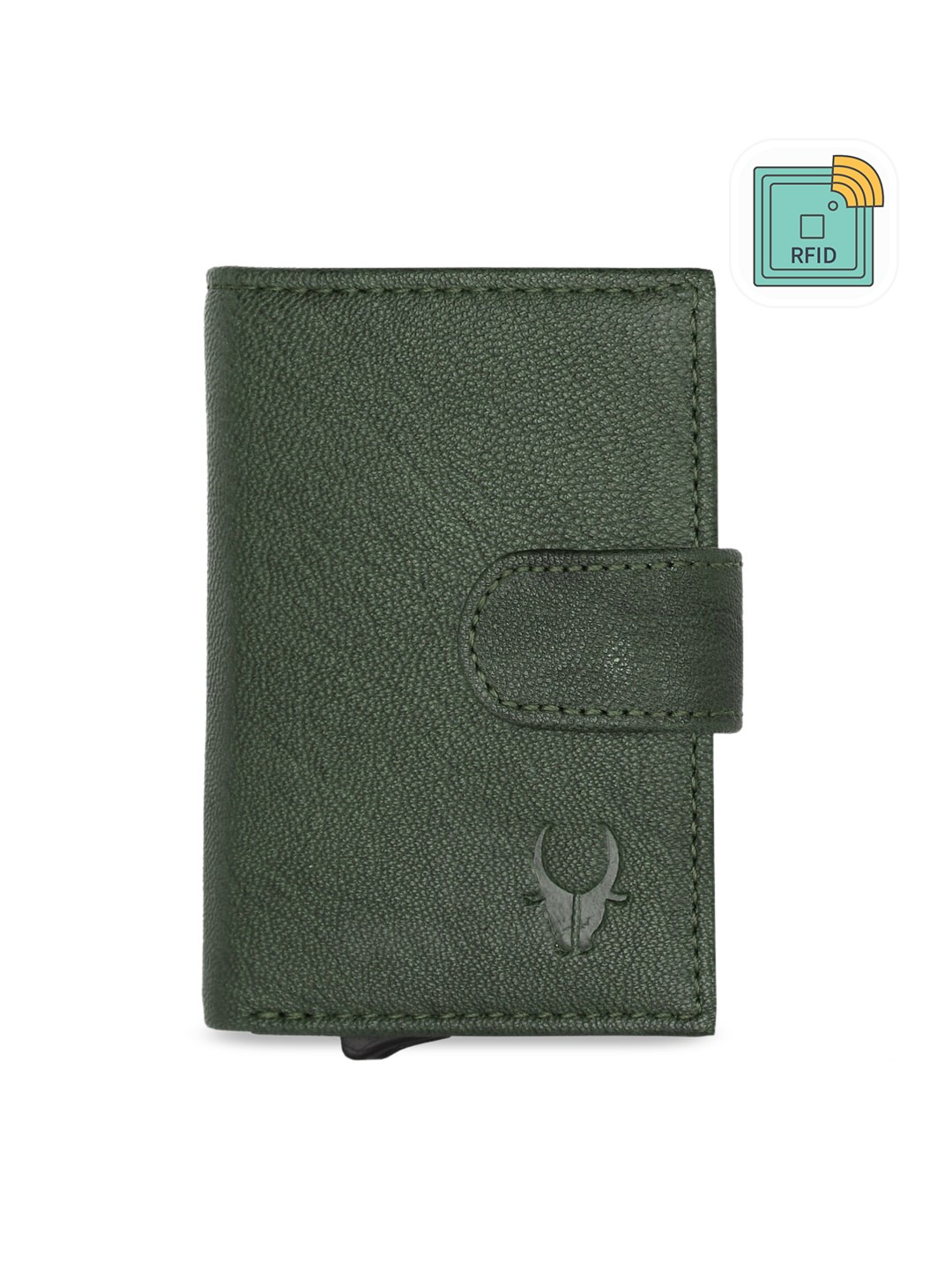 

WildHorn Unisex Green Textured RFID Protected Leather Card Holder