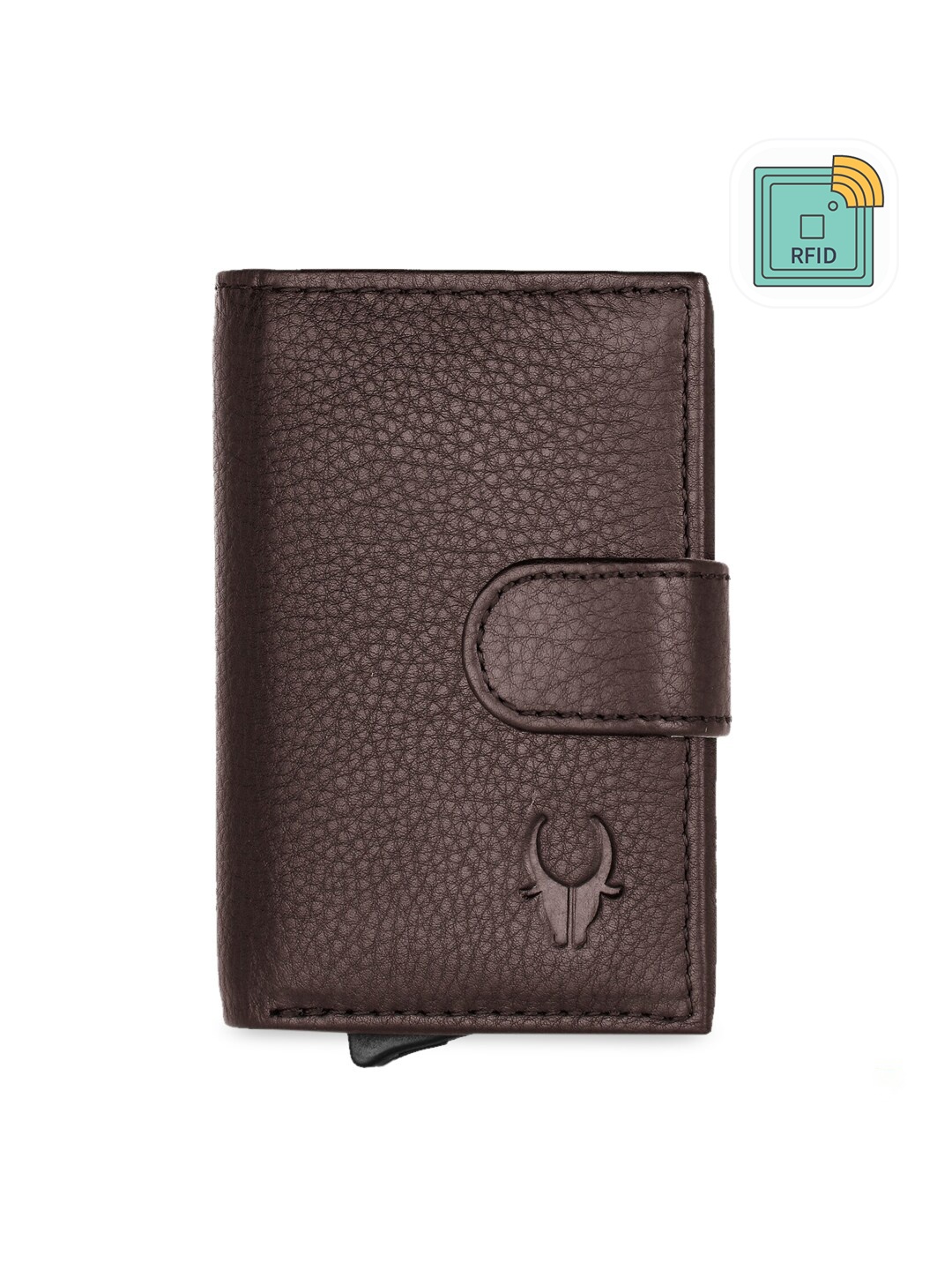 

WildHorn Unisex Brown RFID Protected Textured Genuine Leather Card Holder