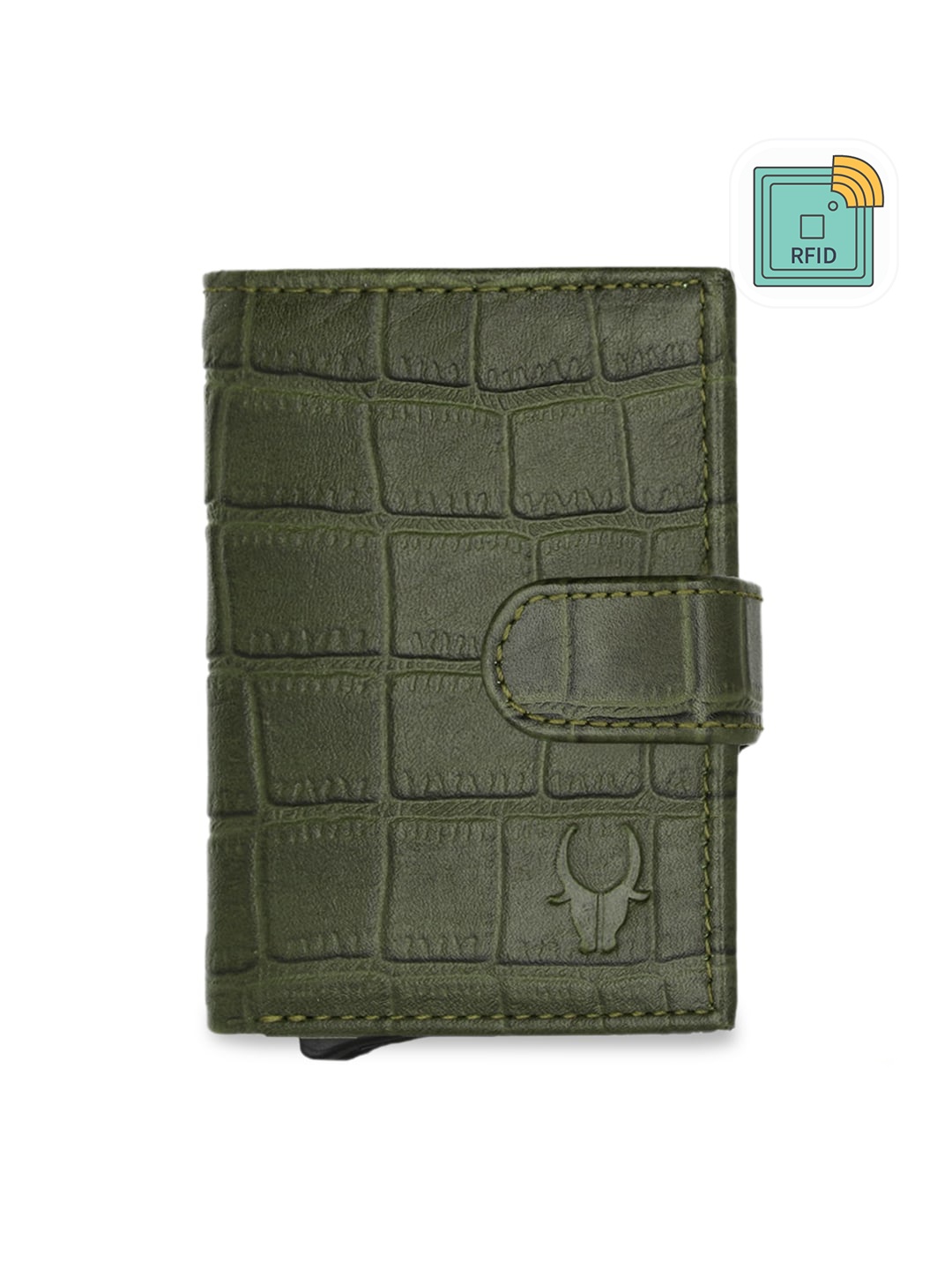 

WildHorn Unisex Green Solid RFID Protected Leather Card Holder