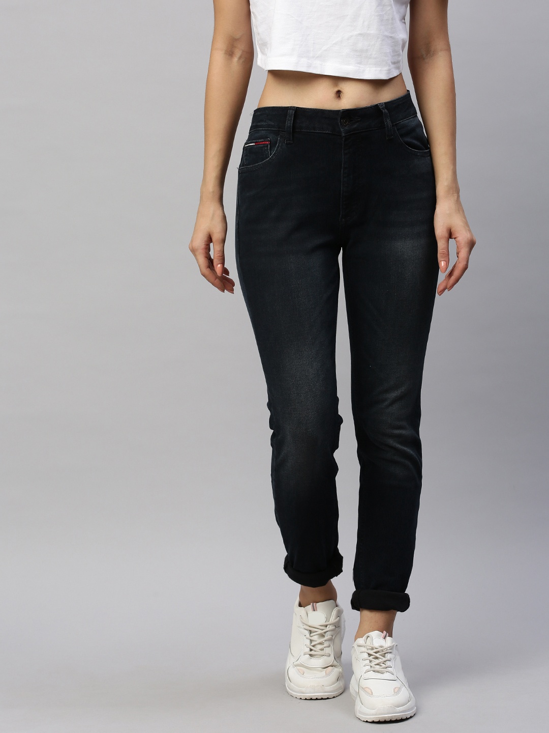 

Tommy Hilfiger Women Black SANTANA Skinny Fit High-Rise Clean Look Jeans