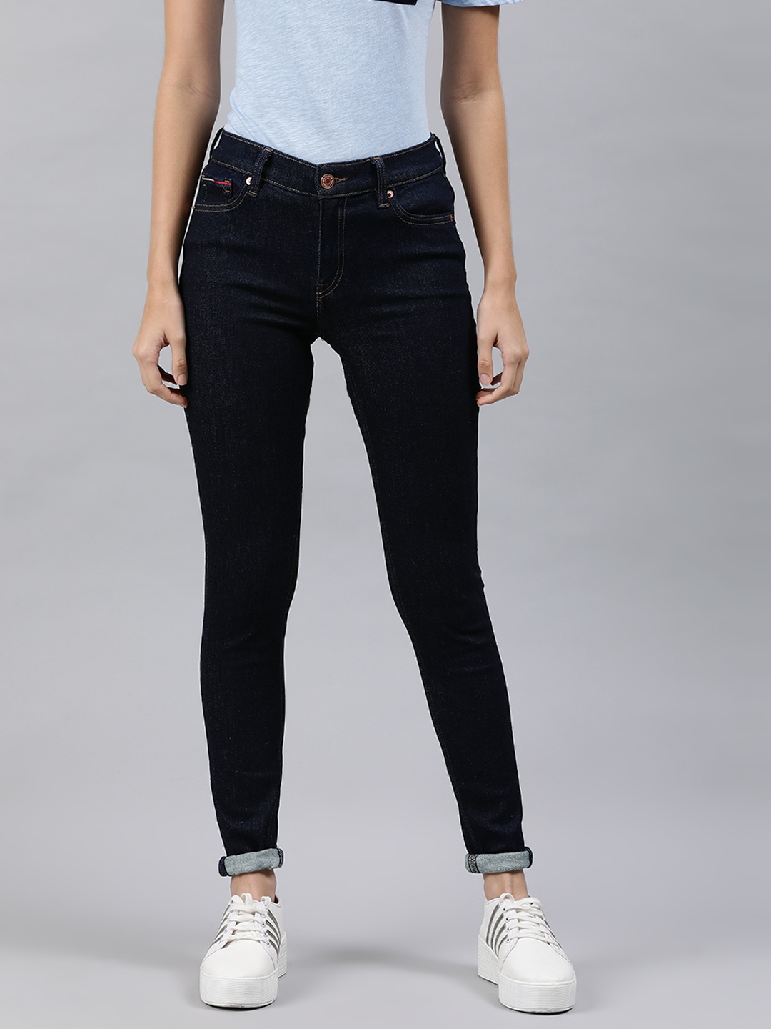 

Tommy Hilfiger Women Navy Blue Skinny Fit Mid-Rise Clean Look Stretchable Jeans