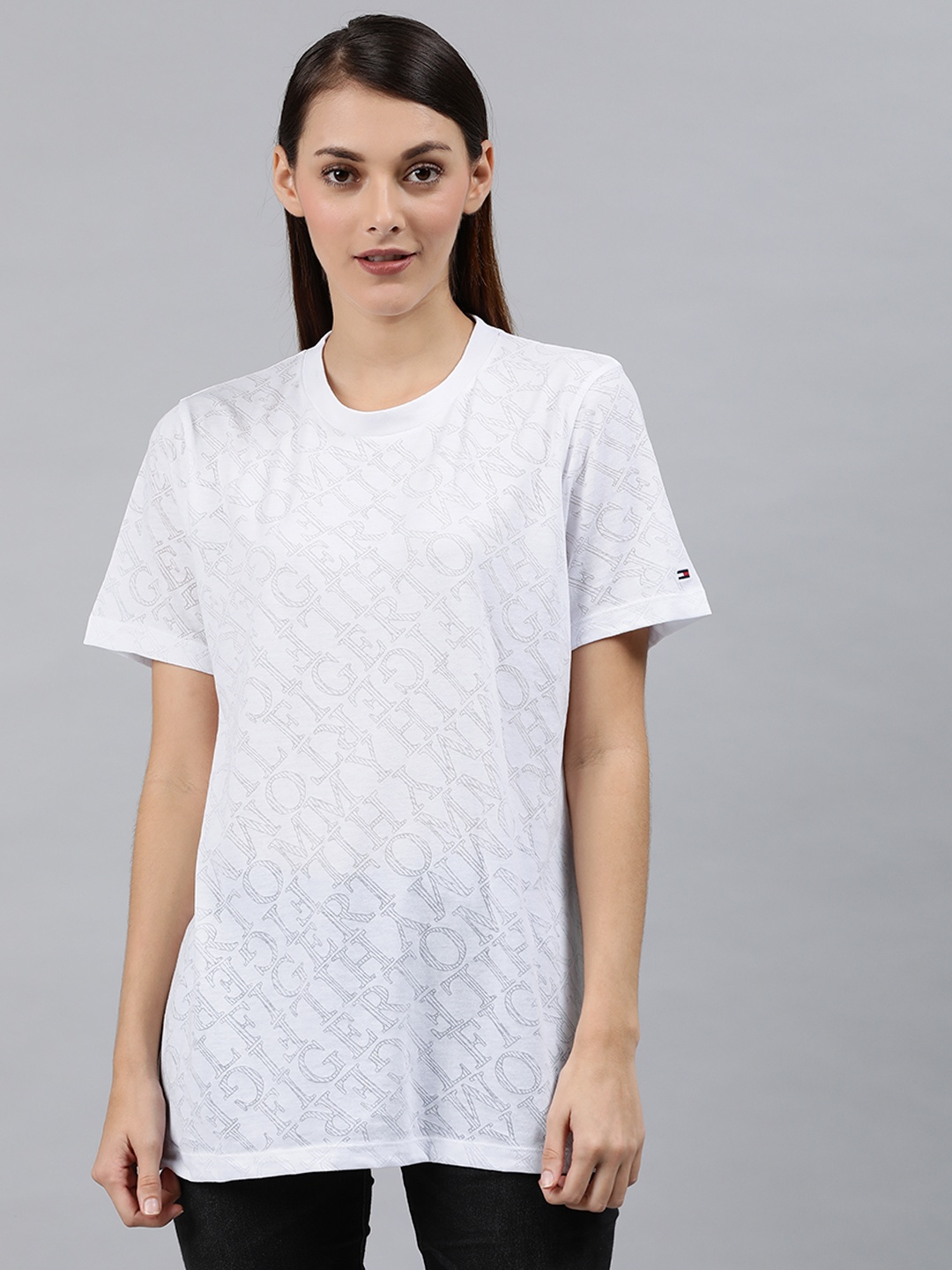 

Tommy Hilfiger Women White Printed Round Neck T-shirt