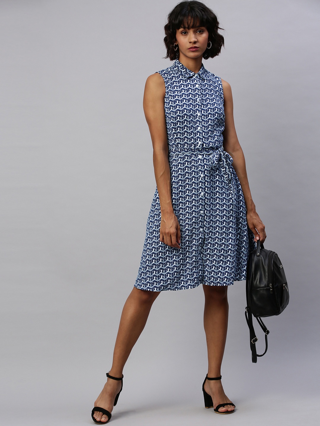 

Tommy Hilfiger Women Blue & White Printed Shirt Dress
