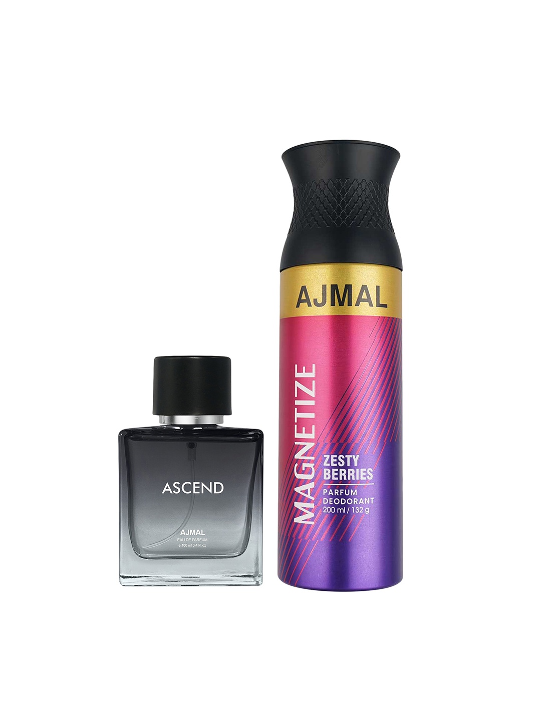 

Ajmal Unisex Set of 2 Ascend EDP Perfume Scent for Skin 100ml & Magnetize Deodorant 200ml, Multi