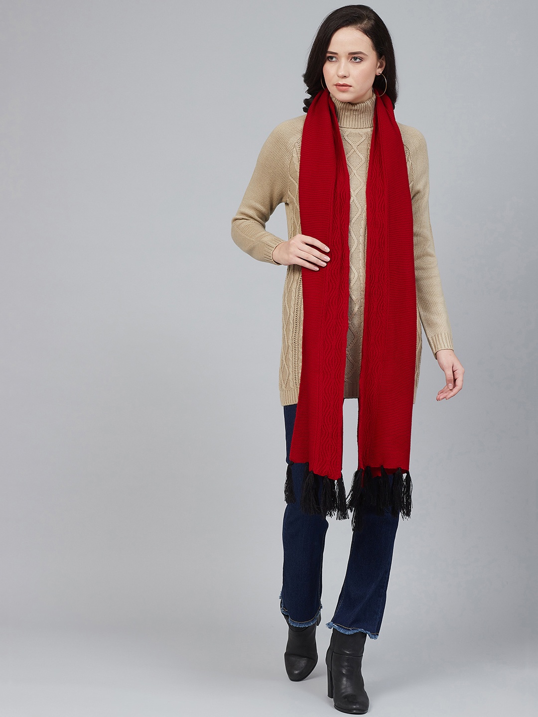 

Cayman Women Red Ribbed Stole