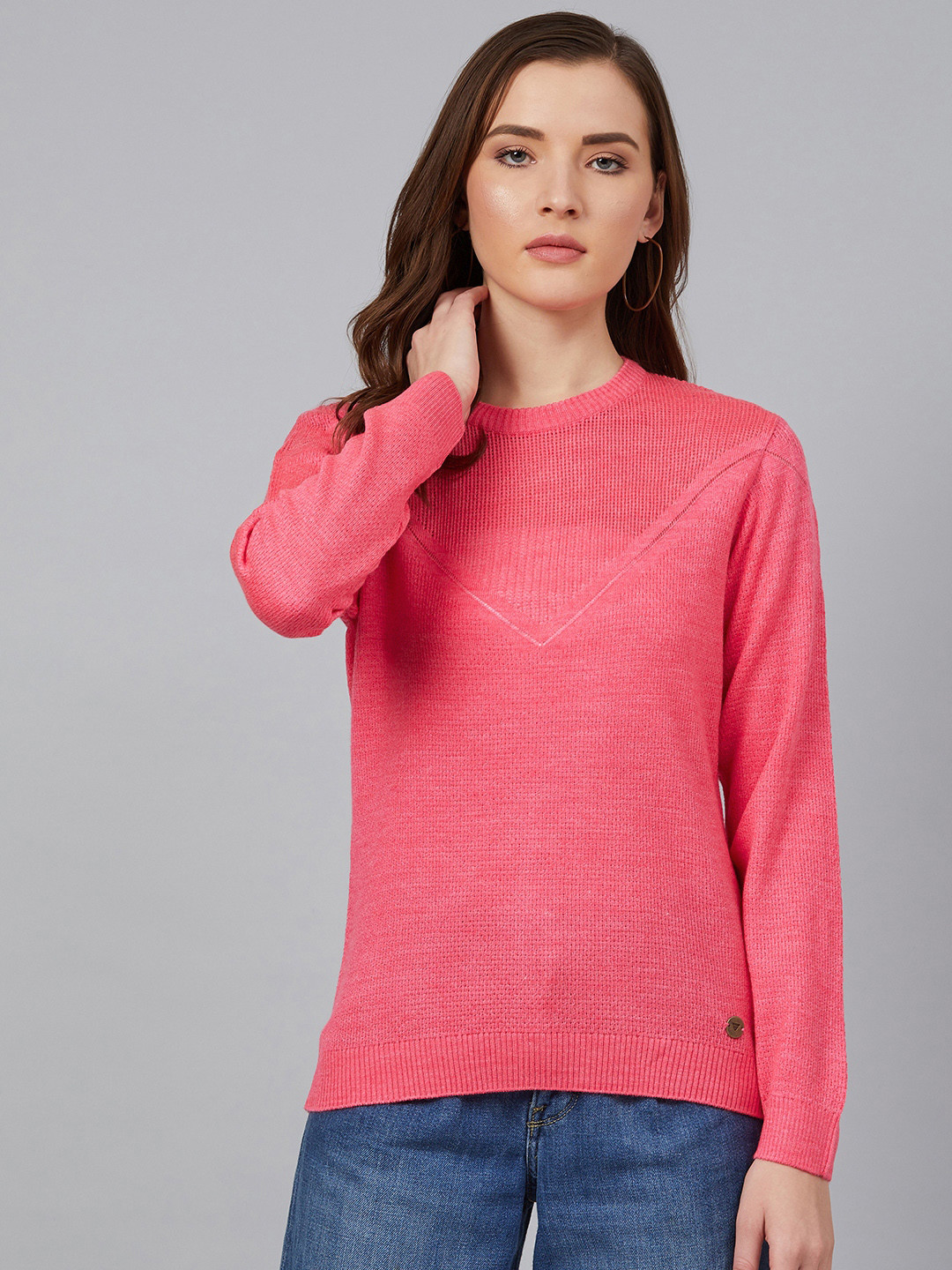

Cayman Women Pink Solid Acrylic Pullover