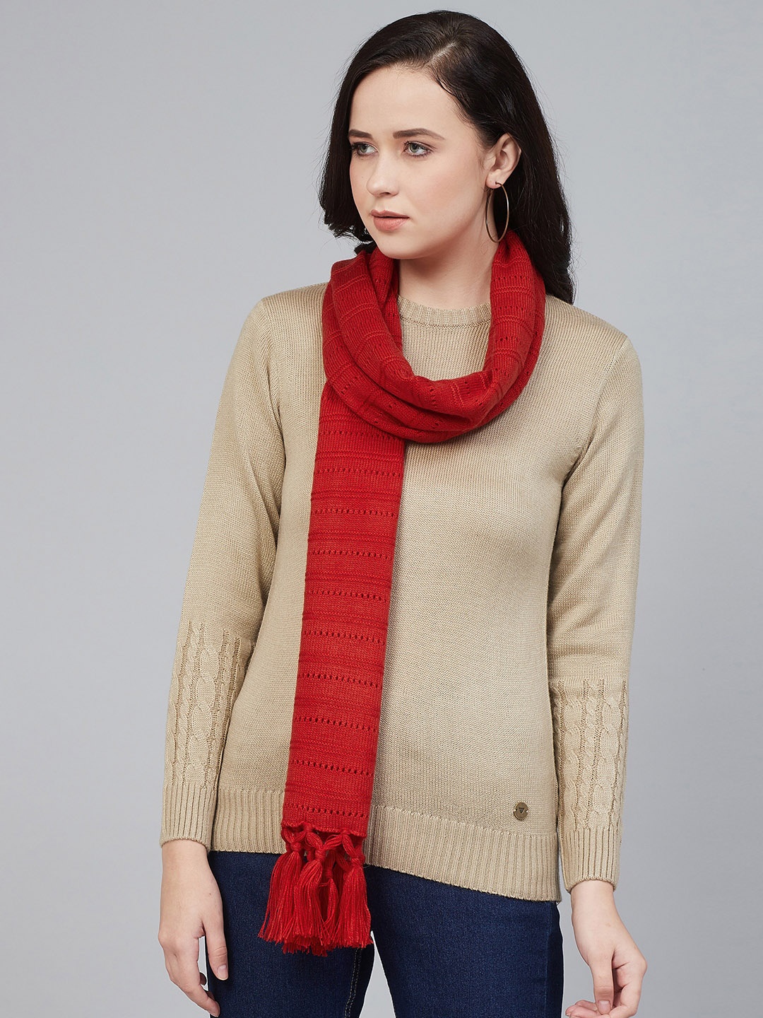 

Cayman Women Red Solid Acrylic Stole