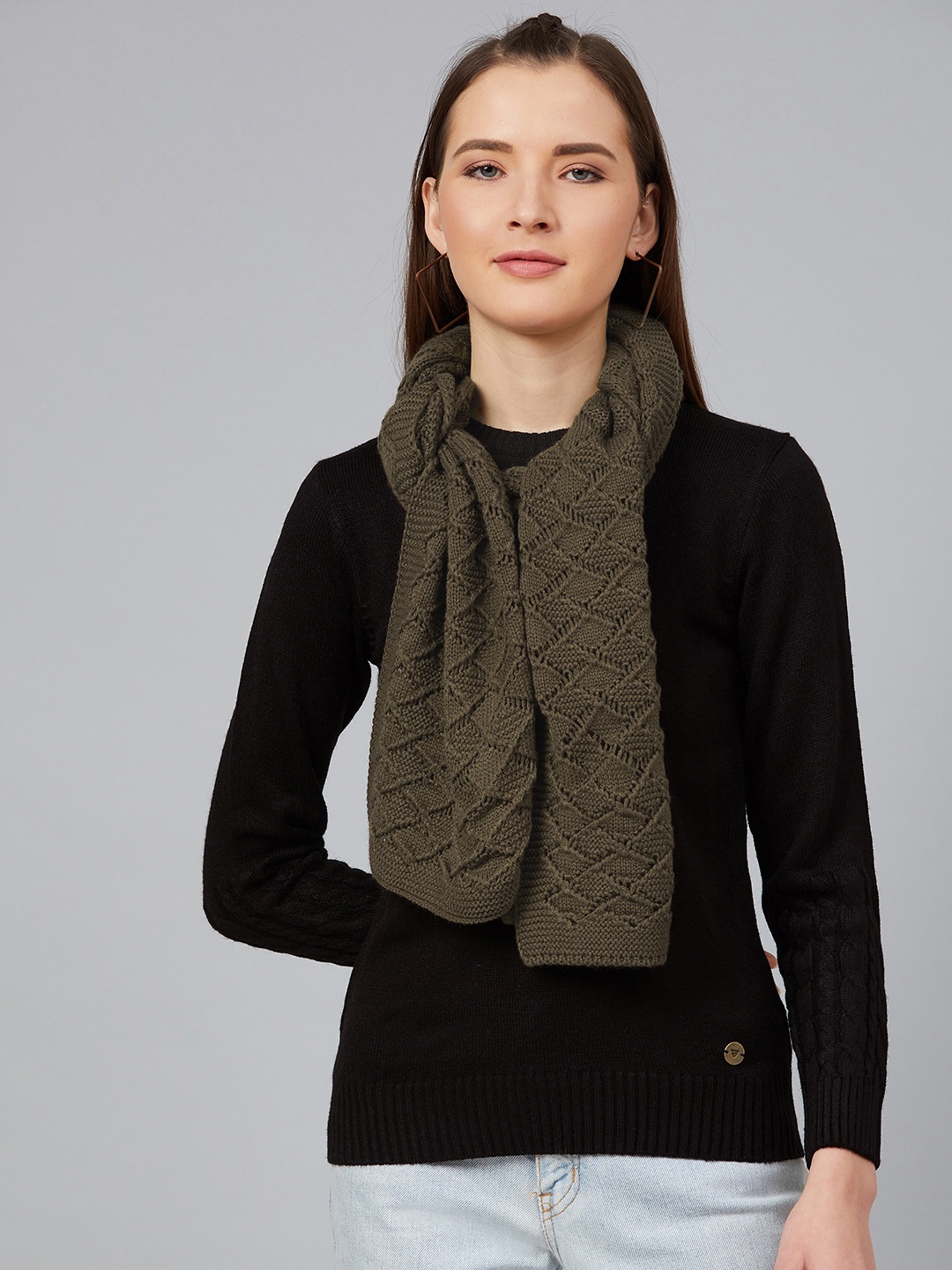 

Cayman Women Olive Brown Open Knit Stole