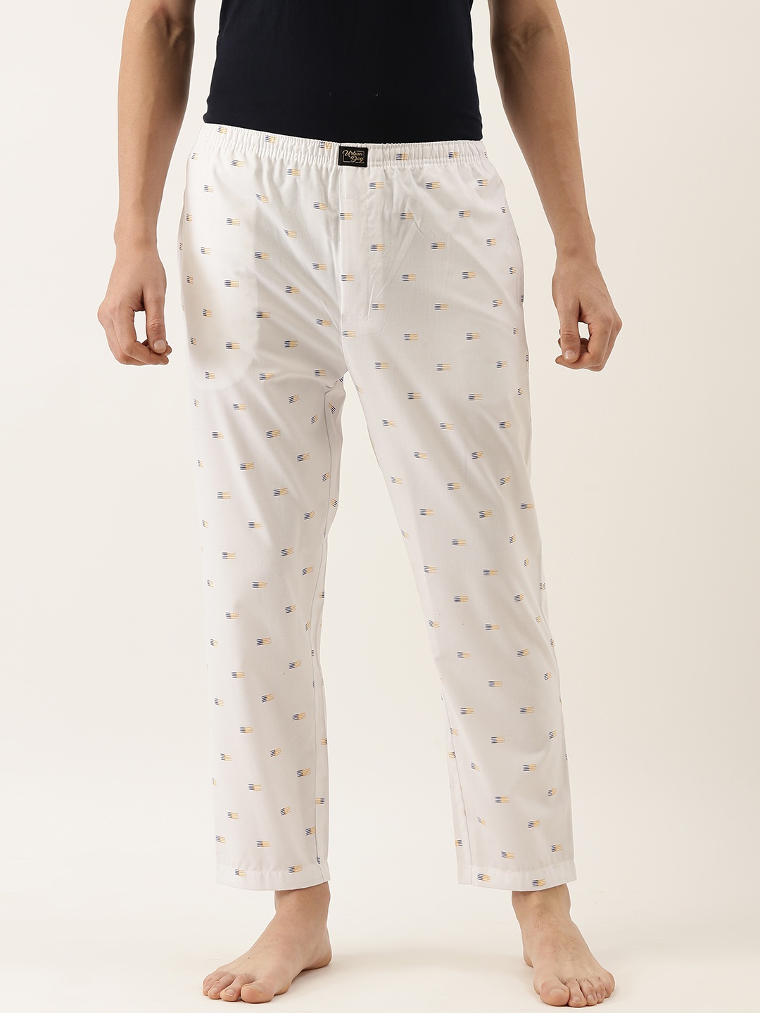 

Urban Dog Men White & Blue Printed Lounge Pants