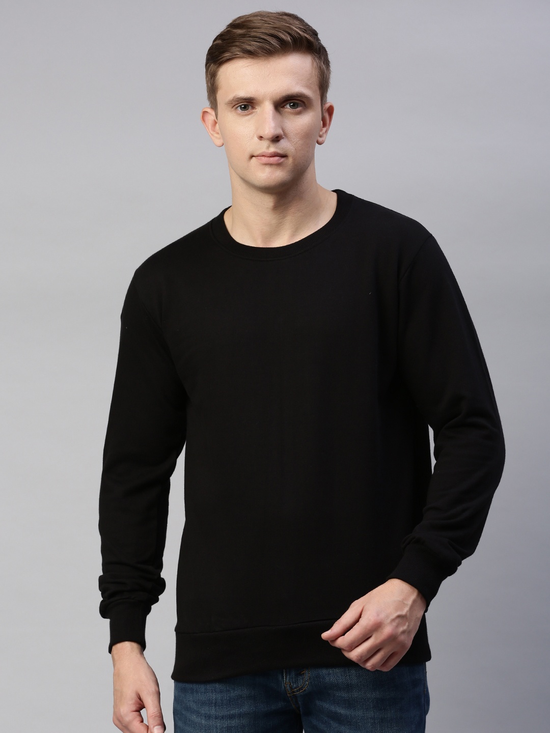 

UNSULLY Men Black Solid Sweatshirt