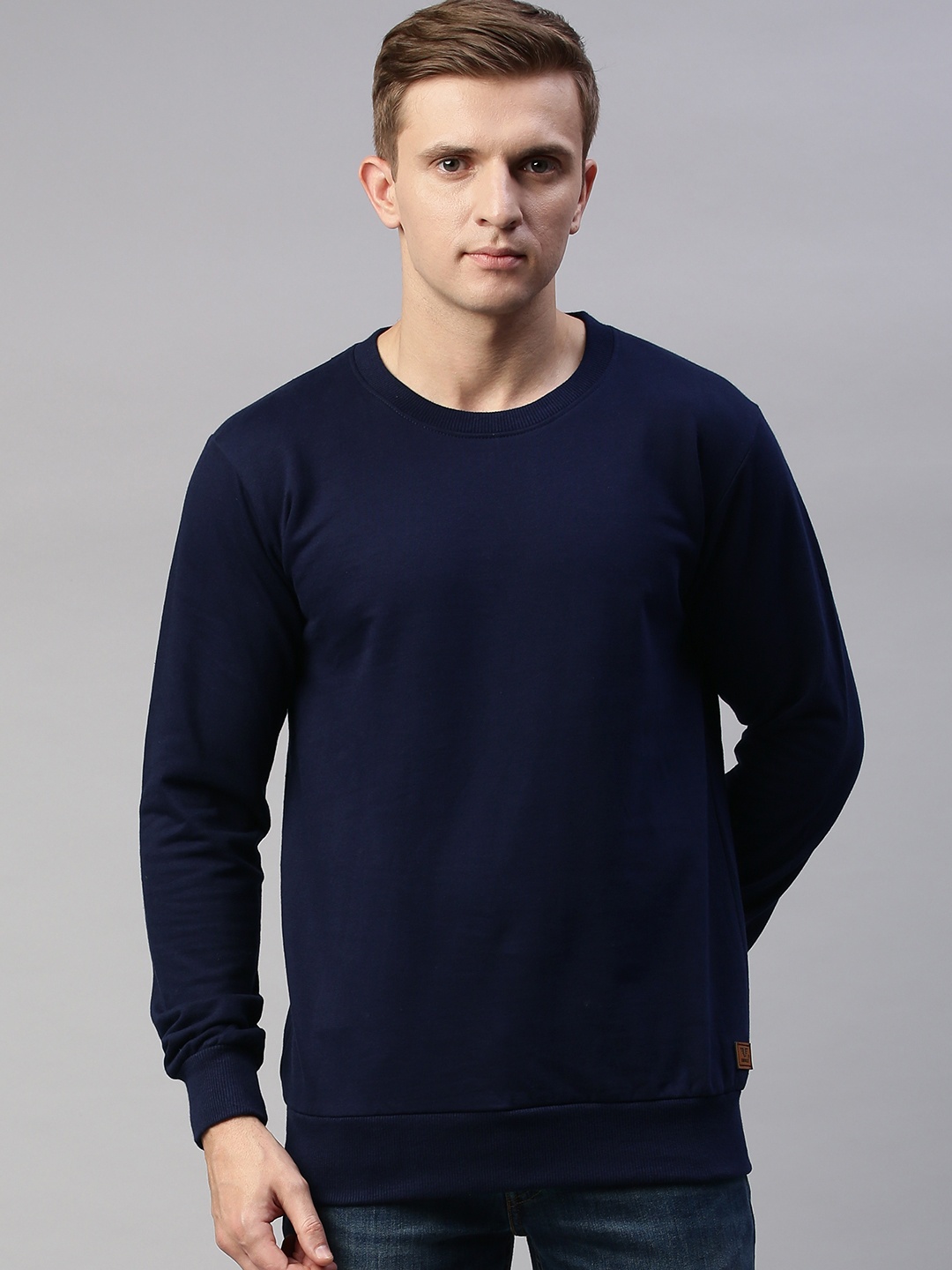 

UNSULLY Men Navy Blue Solid Sweatshirt
