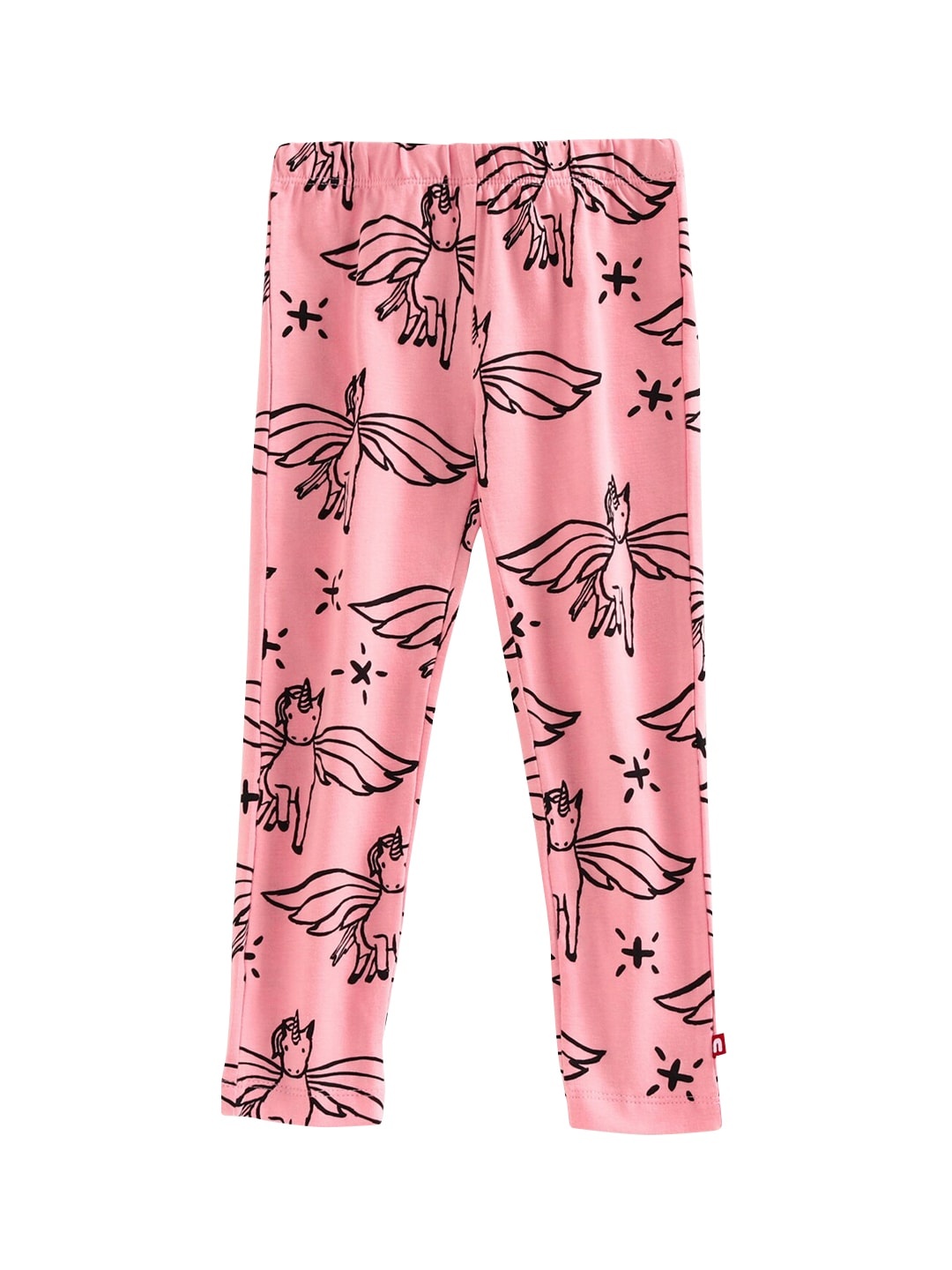

Nino Bambino Girls Pink & Black Printed Organic Cotton Ankle-Length Sustainable Leggings