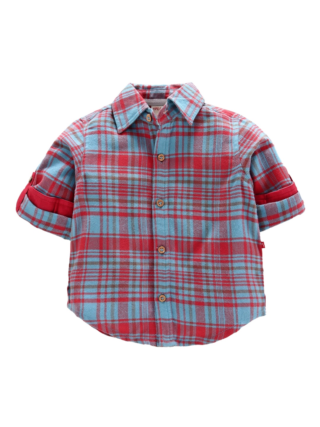 

Nino Bambino Boys Blue & Red Checked Organic Cotton Casual Shirt