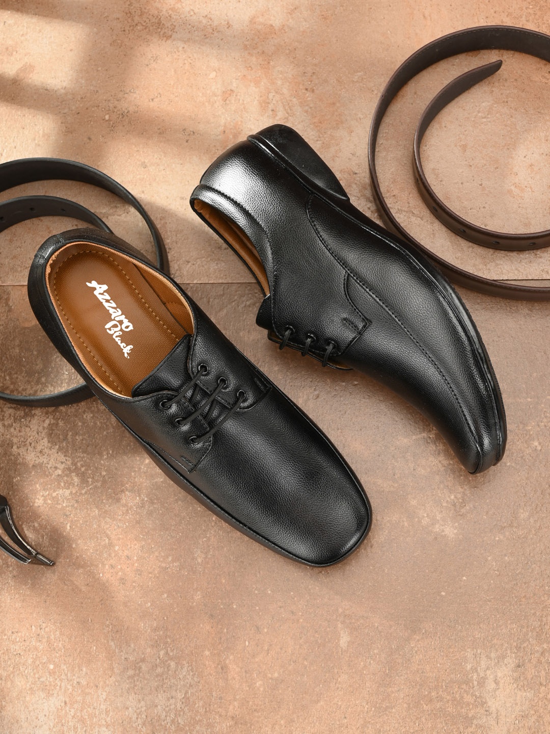 

Azzaro Black Men Black Solid Formal Derbys