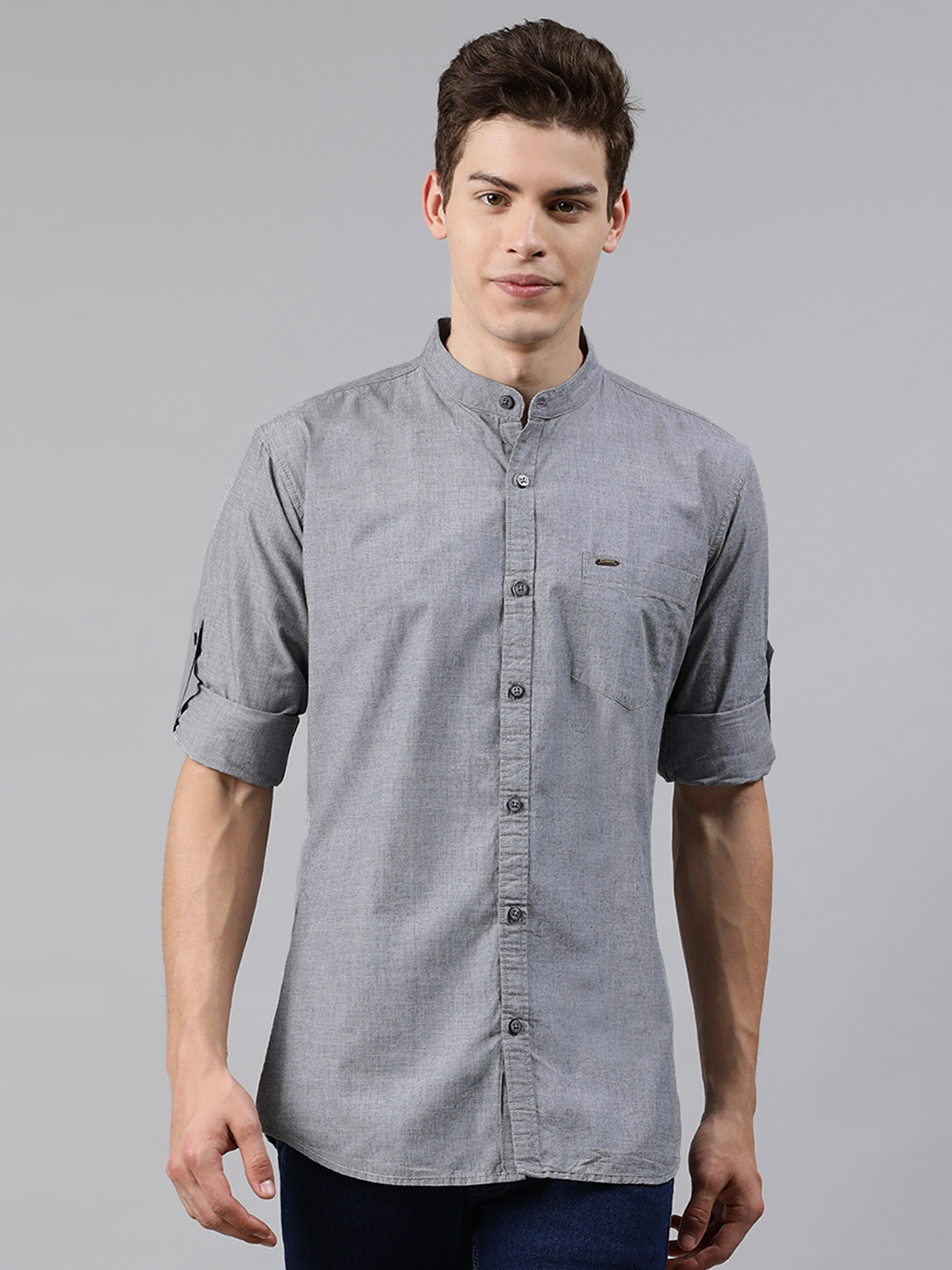 

Urbano Fashion Men Grey Slim Fit Solid Casual Shirt