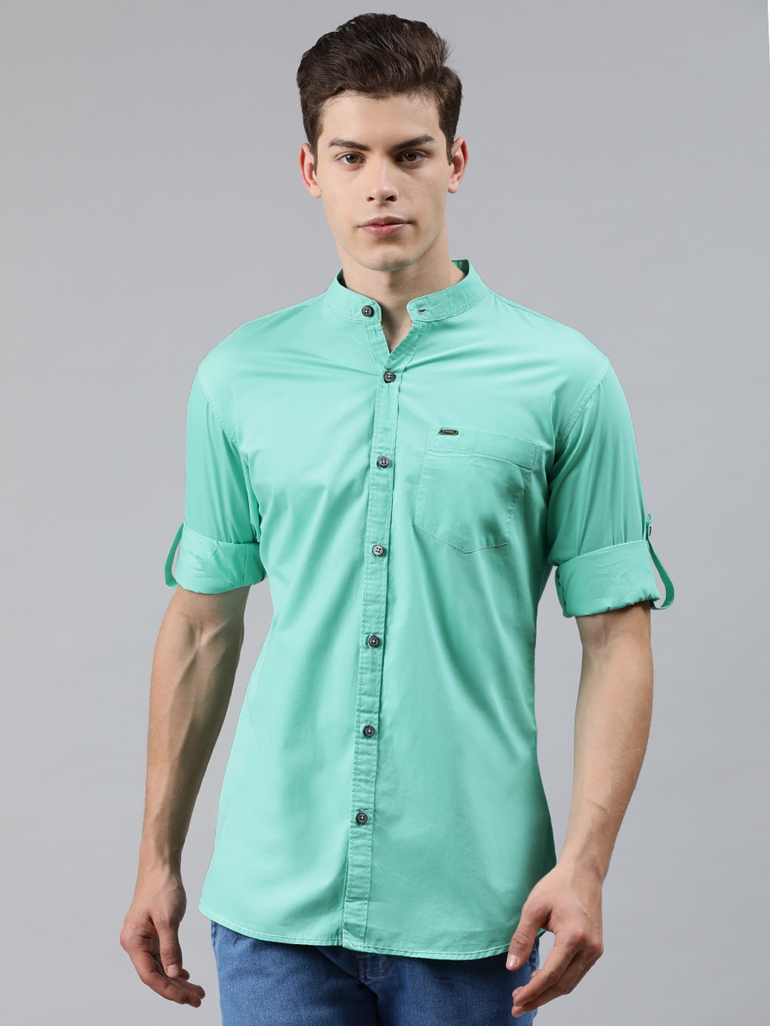 

Urbano Fashion Men Blue Slim Fit Solid Casual Shirt
