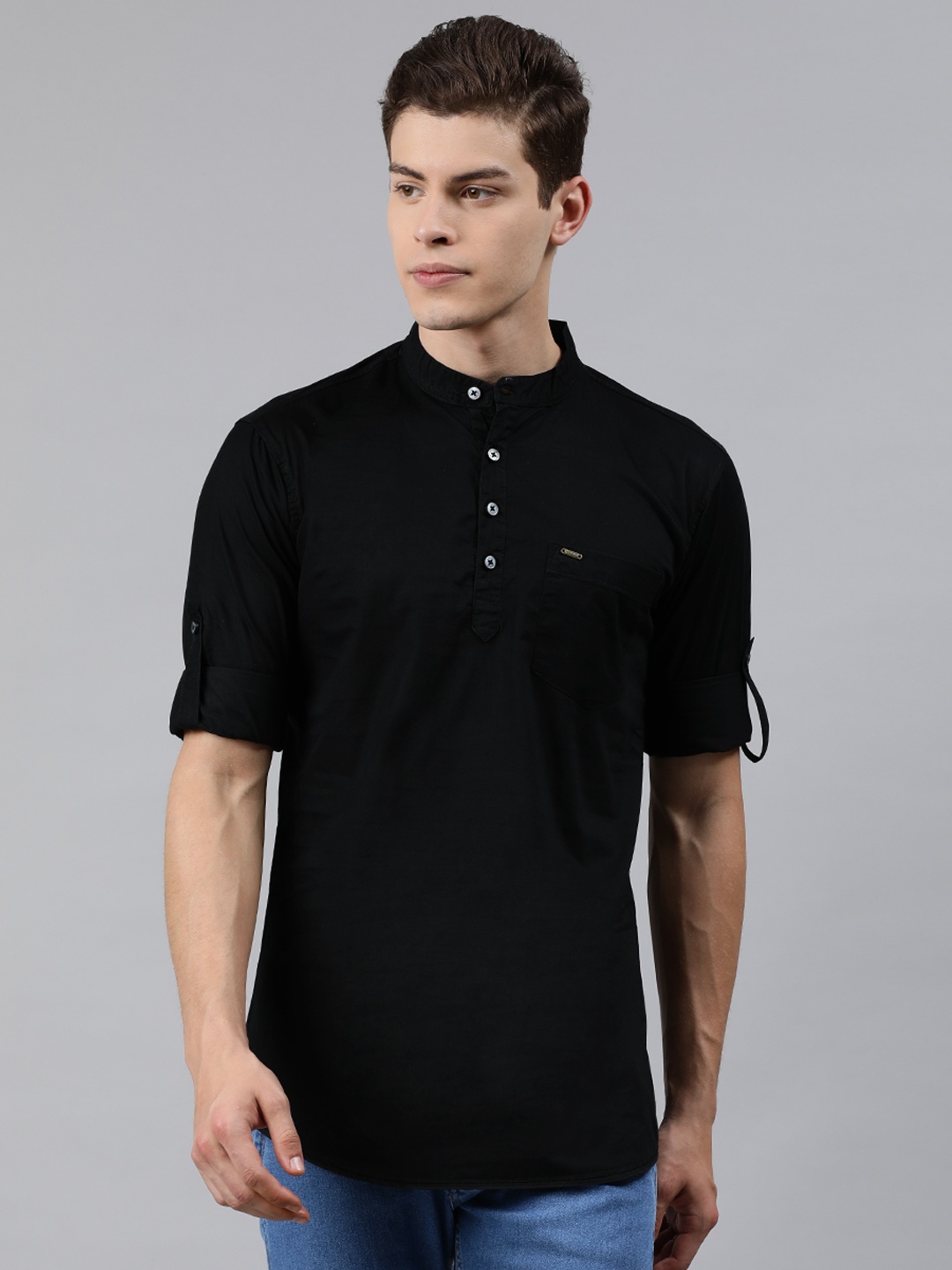 

Urbano Fashion Men Black Slim Fit Solid Casual Shirt